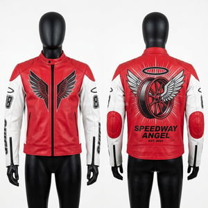 Blouson de moto en cuir de course avec graphiques personnalisés, vêtement d'extérieur pour homme, style streetwear, équipement de motard, en cuir véritable de qualité supérieure - Product Image 5