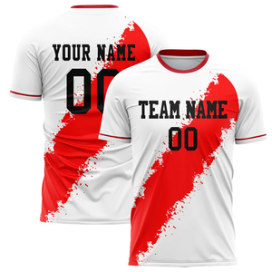 Camiseta de Fútbol para Hombre con Estampado Rojo y Blanco, Manga Corta, Sublimada, de Secado Rápido, Corte Regular, para Adultos - Product Image 6