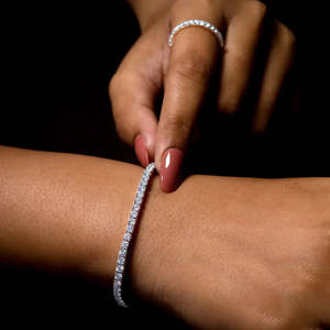 Bracelet tennis élégant en moissanite ronde, pierres de 45 mm, 7 pouces, argent sterling 925, or 10k 14k 18k, platine, luxe - Product Image 2