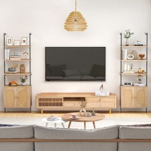 Libreria a Scala in Rattan da Parete a 6 Ripiani, 72,5 Pollici, con Stile Unico - Product Image 2