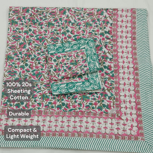 Parure de draps plats 3 pièces en coton 100% imprimé floral au bloc de couleur, 200 fils/cm², durable, doux pour la peau, non toxique, toutes saisons, pour la maison et l'hôtel - Product Image 4