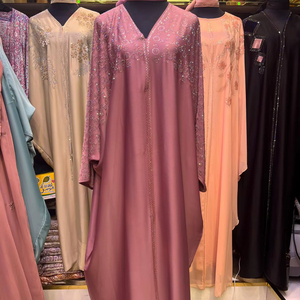 Abaya de mariage traditionnelle musulmane de Dubaï, de haute qualité, modeste, perlée et pailletée, à manches longues, faite à la main, pour femme, en polyester respirant, col en V - Product Image 1