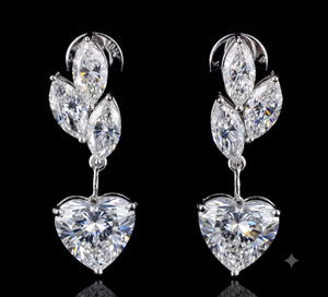 Pendientes de Diamantes Cultivados en Laboratorio con Corte Corazón Romántico, Engaste de Bisel, Chapados en Rodio y Oro, para Mujer, Regalo de Boda, Joyería - Product Image 1