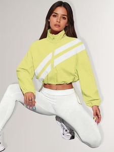 Female Lightweight Workout Coordinates | <b>Cropped</b> <b>Zip</b> <b>Up</b> Utility Windcheater Jacket & Shaping Sportswear Leggings Kit - Product Image 1