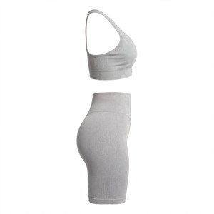 Ensemble de soutien-gorge de sport dos nageur et short cycliste pour femme, couleur personnalisable, tricoté, respirant, sans armatures, lavable en machine, toutes saisons - Product Image 3