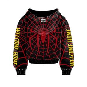 Conjunto de Sudadera con Capucha y Pantalones Cortos con Estampado de Spiderman para Hombre, Negro y Rojo, Manga Larga, Ropa Casual de Verano - Product Image 6