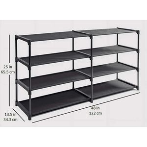 Organizzatore di stoccaggio per scarpiera a 4 livelli con 24 paia di capacità nera con pali di ferro e connettori in plastica - Product Image 3