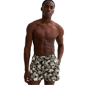 Men's Mid Waist Knitted 100% <b>Polyester</b> Front Logo Board Shorts Quick Dry Swimwear Casual Drawstring Closure - Product Image 1