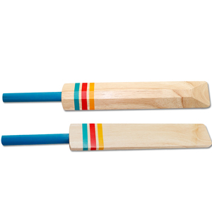 Bate de Cricket de Madera, Estilo Clásico, Diseño Ligero con Mango Azul y Rayas de Colores para Práctica de Cricket - Product Image 2