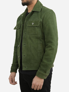 Green Sheep Skin Waterproof Quick Dry Quilted Utility Jacket Men <b>Zipper</b> Full Sleeve Winter Wear - Product Image 1