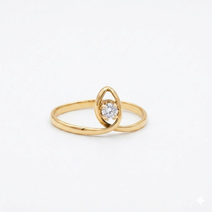 Bague de fiançailles solitaire antique en or rose 14 carats certifiée GIA avec diamant rond de laboratoire, bague bypass enroulée, cadeau de bijoux - Product Image 3