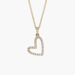 Women's Heart Pendant <b>Necklace</b> with Natural Diamond Pav in White Gold Luxury Style Round Brilliant Cut - Product Image 1