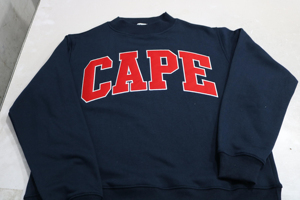 CAPE Men's <b>Navy</b> Blue Crew Neck Sweatshirt Regular Fit 100% Cotton Printed Letter Design Casual Autumn Wear URBAN PRODUCTIONS - Product Image 2