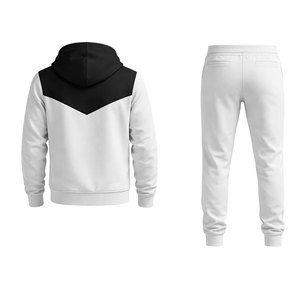 Ensemble de survêtement personnalisé pour homme, blanc et noir contrasté, coupe ajustée, veste zippée, pantalon de jogging, vêtements de sport décontractés, ensemble de fitness pour la salle de sport - Product Image 3