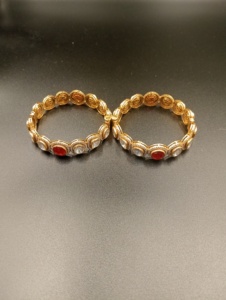 Gold Plated <b>Crystal</b> Red Stone Bangles Women's Trendy Wedding Jewelry Alloy <b>Bracelets</b> Bezel Setting Polki Style Silver - Product Image 4