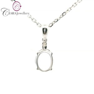 18K AU750 SIMPLE PLAIN OR BLANC AVEC MONTAGE PENDENTIF DE FORME OVALE EN DIAMANT NATUREL UNIQUE - Product Image 3