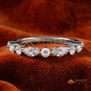 Anillo de Eternidad de Plata de Ley 925 con Diamantes de Laboratorio para Mujer, Anillo de Compromiso, Media Eternidad, Apilable, Aniversario, Corte Brillante Redondo - Product Image 2