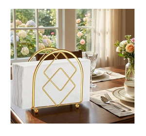 Exclusivo Porta Servilletas con Diseño Floral, Bañado en Oro, para Decoración de Mesa en Fiestas de Cumpleaños y Bodas - Product Image 2