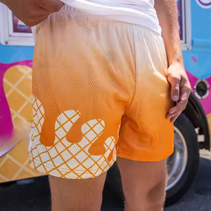Shorts de sport pour homme vert menthe à motif géométrique, taille élastique avec cordon de serrage, séchage rapide, respirant, 100 % coton - Product Image 6