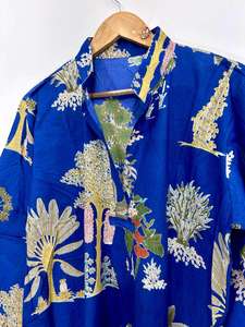 Robe en coton fleuri faite à la main : Kimono bohème avec poches - Product Image 2