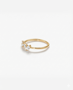 Anillo de Oro Sólido de 14K con Tres Diamantes Cultivados en Laboratorio, Corte Brillante, Clásico, Minimalista, con Baño de Rodio, Certificado IGI, para Mujer, Ideal para Bodas y Fiestas - Product Image 1