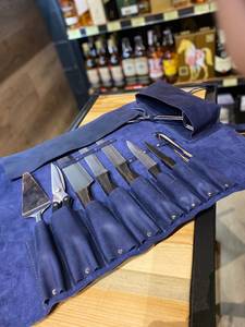Sac de transport pour couteaux de chef en cuir véritable avec fentes, étui de rangement portable pour couteaux de cuisine, écologique LKR-0382 - Product Image 3