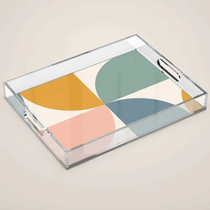 Transparent Acrylic Buffet Tray amazing Butterfly Pattern With Cut Handle Best for Breakfast <b>Table</b> Organizer Food Serving Tray - Product Image 2