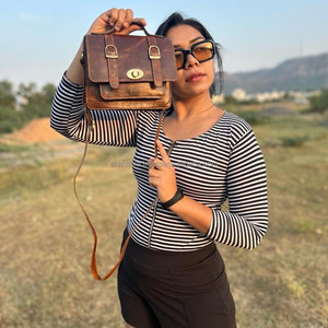 Sac à main en cuir véritable Crunch véritable fait à la main Sac à main en cuir véritable Crunch pour femmes sac à bandoulière en cuir véritable Vintage pour le bureau - Product Image 3