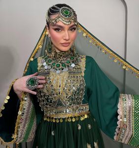 Vestidos de Novia Afganos Kuchi Hechos a Mano, Étnicos, Tribales, Tradicionales, con Apliques de Encaje Bordado y Volantes, Vestidos de Fiesta para Mujer, Corte en A - Product Image 6