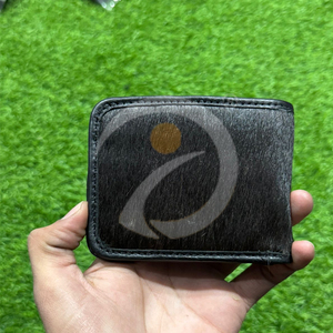 Portefeuille en cuir de vachette de qualité supérieure, fait main, fin, à double pli, porte-cartes, construction robuste - Product Image 1