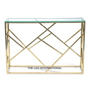 Rose Gold Plated <b>Stainless</b> <b>Steel</b> Metal Home Hotel Console <b>Table</b> For Living Room Furniture Rectangular Shape - Product Image 2