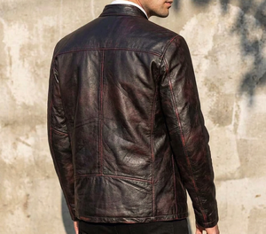 Men's Genuine Leather Jacket <b>Vintage</b> Distressed Brown Black Leather Motorcycle Biker Jacket Custom Manufacturer - Product Image 4