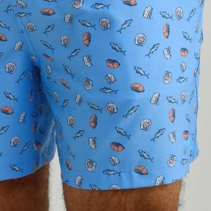 Dernier modèle de short de plage décontracté imprimé numériquement, uni, mi-élastique, avec logo personnalisé, faible MOQ, antibactérien, respirant, 100% toile - Product Image 3