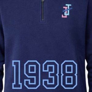 เสื้อพูลโอเวอร์คอซิปสีน้ำเงินกรมท่า แขนยาว ผ้าคอตตอนผสมเนื้อนุ่ม สไตล์ลำลอง แฟชั่นใส่ได้ทุกวัน เสื้อผ้าสไตล์ลำลอง - Product Image 3