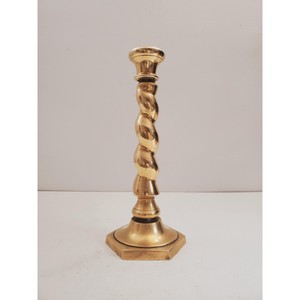 Luxurious Crafted Brass Candlestick Holder Twisted Design Hexagonal Base Durable Metal Home Decoration - Product Image 1