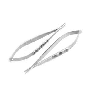 Ensemble d'instruments ophtalmiques chirurgicaux, 2 porte-aiguilles Castroviejo de 5,5 pouces, courbés et droits, sans verrouillage, en acier inoxydable - Product Image 1
