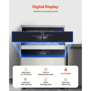 Commercial 265lbs/24H <b>Ice</b> <b>Maker</b> <b>Machine</b> with 88lbs Storage Capacity 126 <b>Ice</b> <b>Cubes</b> in 15 Minutes LED Display and Drain Pump - Product Image 4