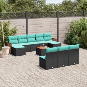 Set Divano da Esterno 11 Pezzi in Polyrattan Nero con Cuscini - Elegante Collezione Arredamento da Giardino - Product Image 1