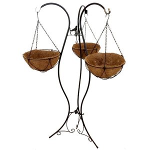 Elegant Metal Hanging Plant <b>Basket</b> with Intricate Nature Inspired Design for Balcony Porch and Patio <b>Display</b> - Product Image 6