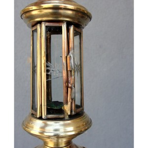 On Sale <b>Brass</b> Hexagonal <b>Lantern</b> with Etched Glass Panels for Home Decoration Durable Finish - Product Image 4