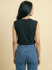 Camiseta Deportiva Negra para Mujer, Sin Mangas, Cuello Redondo, Corte Holgado Informal, Básica, Suave y Cómoda, Top de Moda para el Día a Día, Estilo Urbano Moderno - Product Image 4