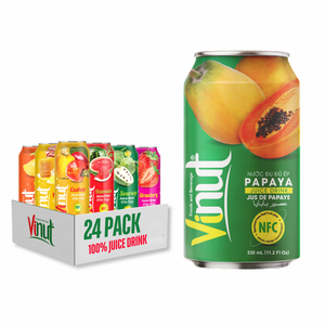 Boisson à la papaye en canette aluminium 330ml, lot de 24, pure et naturelle, sans sucre ajouté, fournisseur VINUT, importateurs en gros - Product Image 1