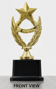 Gold Plated Star fiber <b>Trophy</b> With Laurel Wreath Black Base For Sports And Games - Product Image 6