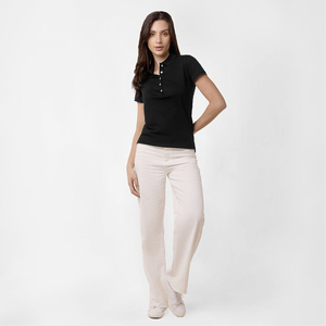 Polos Casuales de Primavera/Verano de Alta Calidad Personalizados, Cuello Polo, Manga Corta, Diseño Simple para Mujer - Product Image 6