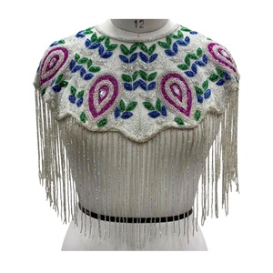 2026 Luxury Fancy Color Blocking Designer <b>Embroidered</b> <b>Shawl</b> Rhinestone 100% Cotton Mesh Breathable Outdoor Wear Women Vintage - Product Image 1