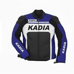 แจ็คเก็ตหนังสำหรับขี่มอเตอร์ไซค์ดีไซน์ล่าสุดสำหรับผู้ชาย พร้อมโลโก้ด้านหน้า ป้องกันด้วยเกราะเสริม ขนาดใหญ่พิเศษ ได้รับมาตรฐาน CE - Product Image 1