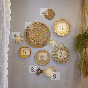 Cestas colgantes de mimbre para pared, decoración bohemia de mimbre Natural, juego de 10 - Product Image 1