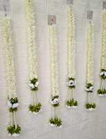 Guirlande murale de fleurs artificielles traditionnelles faites à la main, jasmin blanc, mogra, rose rouge, fausses perles, décoration intérieure, mariage