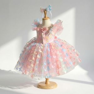 Vestido de Tul con Mariposas Coloridas para Niñas, Elegante Vestido de Fiesta de Verano, Estilo Tutú - Product Image 3