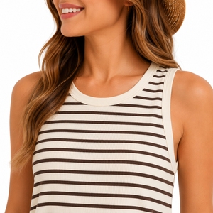 Women Striped Tank Top Shorts <b>Set</b> Sleeveless Summer Outfit Relaxed Casual Fit Lightweight Daily Wear Tank Top <b>Set</b> For Women - Product Image 5